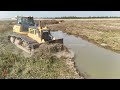 smart skills dozer trimming slope into water and cleaning land with huge jobs landfilling project