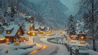 Serene Winter Nights in a Snowy Village Town | Smooth Jazz, Cozy Café Glow, and Peaceful Snowfall ❄️