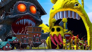 ALL PHASES OF MONSTER HOUSE VS ALL PHASES OF SIMON FAMILY SPRUNKI In Garry's Mod!