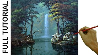 Tutorial: Acrylic Painting Landscape / Waterfalls in the Forest / JMLisondra