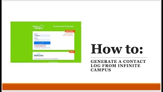 How to generate a contact Log in Infinite Campus