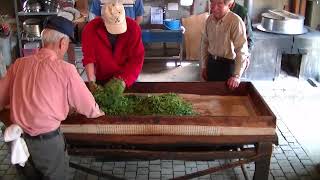 昔の農作業「手揉み茶の工程」　Manufacturing process of homemade Japanese tea.