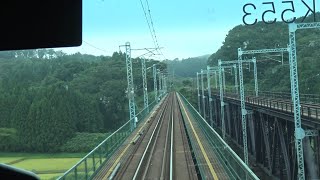 夏の東北本線 豊原駅～白坂駅間を走行するE531系の前面展望