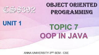 CS8392 - OBJECT ORIENTED PROGRAMMING - UNIT 1 - TOPIC 7 - OOP IN JAVA BY ABISHA
