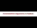 Commandline arguments in Python