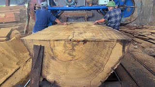 Process Sawn Walnut Wood Bulk In Factory | Extreme Wood Cutting Sawmill Machines Working