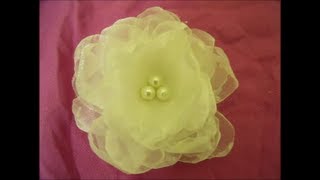 Organza flower Tutorial ,DIY, how to ,fabric flowers