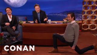Simon Helberg's Sensual Warm-Up Lunges | CONAN on TBS