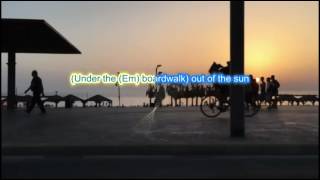The Drifters "Under the Boardwalk" play along with scrolling guitar chords and lyrics