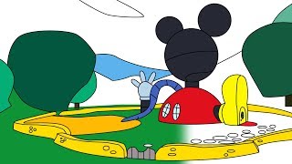 Mickey Mouse ClubHouse Drawing and Coloring,how to draw Mickey Mouse Club House  step by step Colour