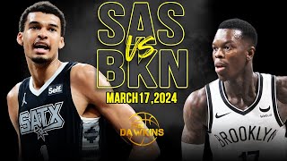 San Antonio Spurs vs Brooklyn Nets  Game Highlights | March 17, 2024 | FreeDawki