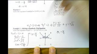 MHF4U1 - 7.6B - Solving Quadratic Trig Equations