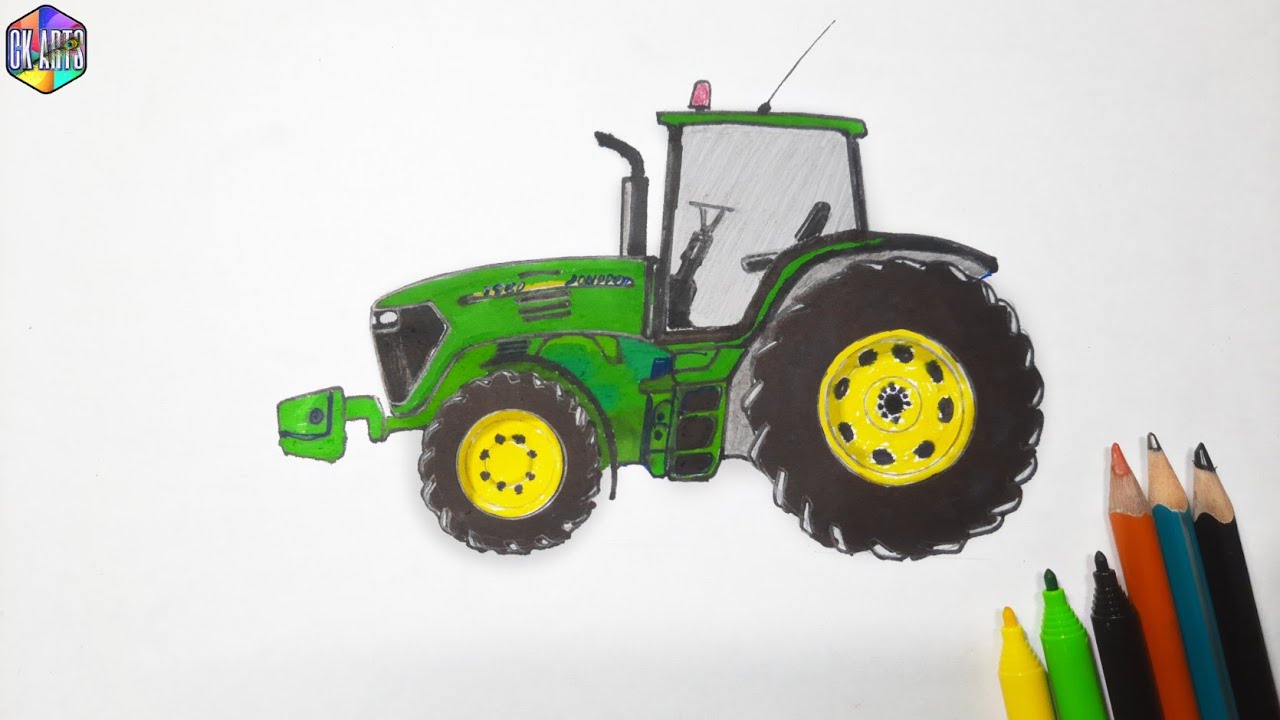 John Deere Tractor Drawing || Jd 7920 || How To Draw John Deere Tractor ...