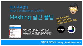 ANSYS Meshing 메쉬 실전 꿀팁 고민해결 / ANSYS WB / 유한요소해석, Element, Node, Meshing 순서, Hex, Virtual Topology