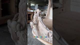 OE-FASHION customized solid wooden hand carved  pirate ship bed for home furniture