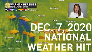 Active weather on both Canadian coasts, warm pattern continues | National Weather HIT | Dec. 7, 2020