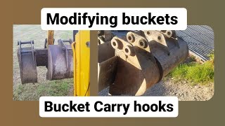 Excavator Hack , modifying old Excavator/Digger Buckets to have Carry hooks and welding some teeth