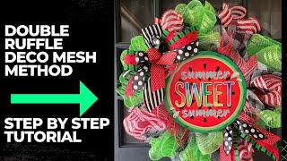 *NEW* DOUBLE RUFFLE DECO MESH WREATH BASE | DIY Dollar Tree Summer Wreath | How To Make A Wreath