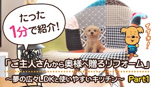 【愛知県 リフォーム】デザインリノベーションシリーズ「ご主人から奥様へ贈るリフォーム　夢の広々LDKと使いやすいキッチンpart1」名古屋市,ルームツアー,戸建,キッチン,リビング,ダイニング,水廻り