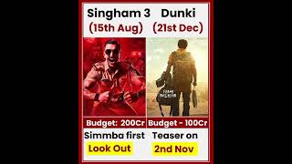 Singham 3 VS Dunki movie comparison box office collection #viral #trending #shorts #srk #dunki