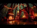 Christmas Ambience for Sleeping in a Cozy Castle Room with Rain, Fireplace and Thunderstorm Sounds