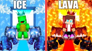 JJ LAVA vs Mikey ICE King Survival Battle in Minecraft animation - Mikey \u0026 JJ Maizen