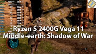 Ryzen 5 2400G Middle-earth: Shadow of War Gameplay Benchmark Test. Vega 11. GPU@1500Mhz