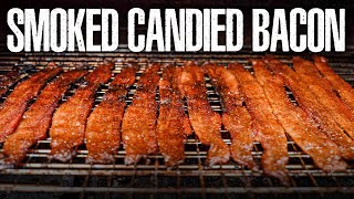 Pellet Smoked Candied Bacon with Hot Honey