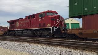 CP 9803 (AC44CW) leads CP 199 through Rondout, IL 11/11/17