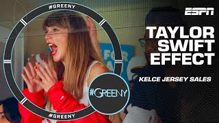 Travis Kelce jersey sales skyrocketed 400% after Taylor Swift went to the Chiefs game 🚀 | #Greeny