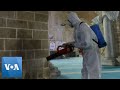 Health Workers Disinfect Mosque in Gaza