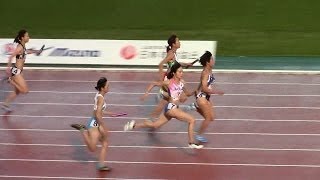 齋藤愛美x福島千里 女子リレー 4x100m 予選3組 いわて国体陸上2016