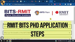 BITS Pilani - RMIT Australia Joint PhD Program Application Steps