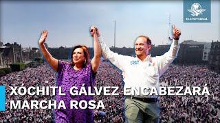 Xóchitl Gálvez y Santiago Taboada encabezan concentración de "Marea Rosa" En vivo