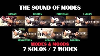 The Sound Of The 7 MAJOR SCALE MODES - GUITAR SOLOS - Ionian Dorian Phrygian Lydian Mixolydian...