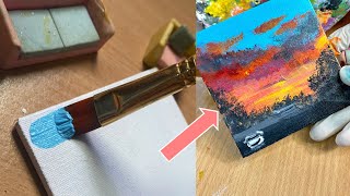 Beautiful Road trip 🚖/1minute painting Day #60/Easy acrylic painting tutorial #shorts#painting#easy