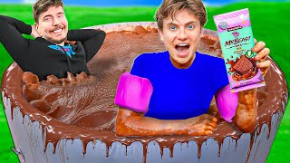 Last To Leave Mr. Beast Chocolate Hot Tub WINS $10,000