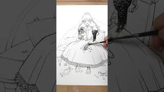 Real time footage painting with ink #shorts #inktober