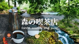 環境音＋JAZZ やさしい森の喫茶店 森の中でリラックス 川のせせらぎ 鳥のさえずり  ASMR ジャズ - 作業用BGM