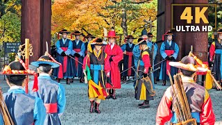 [4K] Changing Ceremony of the Royal Guards - Deoksugung Palace in Autumn | 왕궁 수문장 교대식과 덕수궁 돌담길 단풍 풍경