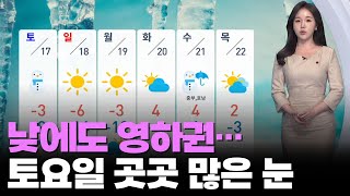 낮에도 영하권…토요일 곳곳 많은 눈