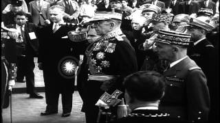 Visit of King Paul I,Queen Frederika, and Princess Sophia, to Paris, France HD Stock Footage