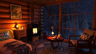 Cozy Winter Cabin - Relaxing Blizzard and Snowstorm Sounds w/ Fireplace for Sleep & Relaxation