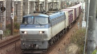 【山陽本線】JR貨物　EF66-103号機牽引　遅61レ貨物列車