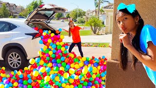 Wendy and Eric Pretend Play Hide and Seek in Ball Pit Balls Filled House