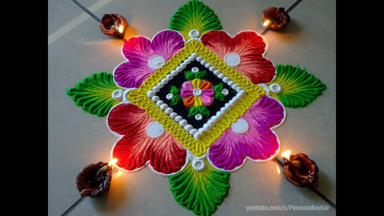 Very Easy And Beautiful Diwali Rangoli | Easy Rangoli Designs By Poonam ...