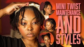 Mini twist maintenance and styles on short natural hair. Cute protective style for type 4 hair.