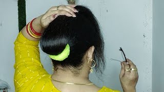 Beautiful Hairstyle For Saree Look W Lock Pin/ Low Bun Hairstyles F Medium Hair/