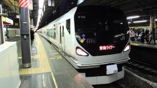 E257系0番台　9両編成　青梅ライナー　新宿駅発車