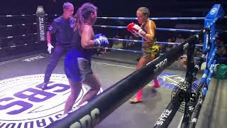 Fatin Sinbi Muay Thai 🇲🇦(red) defeats Petchmalatee S. Sakchay  🇹🇭 (blue) by TKO in round 2